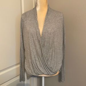 Red 23 Surplice Grey Top SZ XS